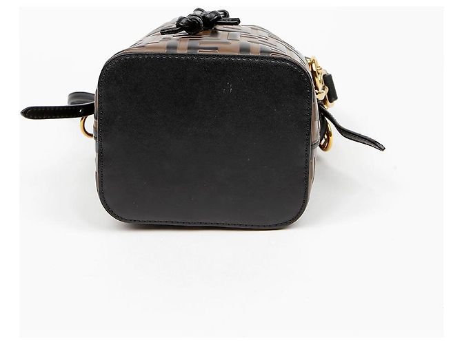 Fendi Montrezzo Mini Leather Tote Bucket Bag Brown - vista 7