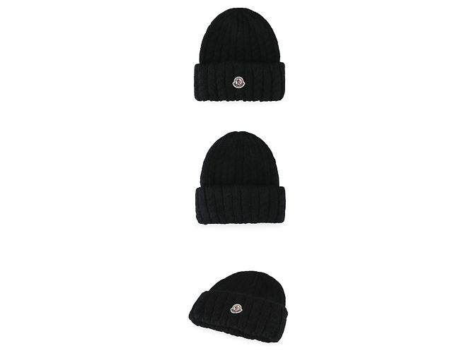 Moncler Berretto a maglia trecciata con patch (Black) - vista 3