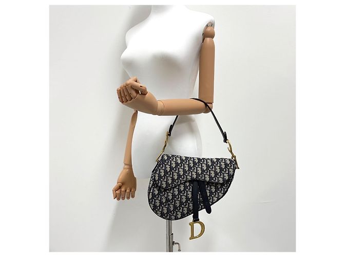 Dior Borsa Saddle Oblique Jacquard Blu - vista 2