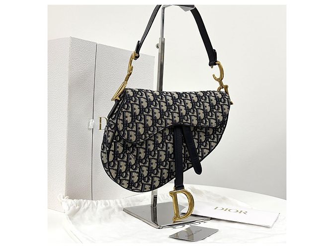 Dior Borsa Saddle Oblique Jacquard Blu - vista 3