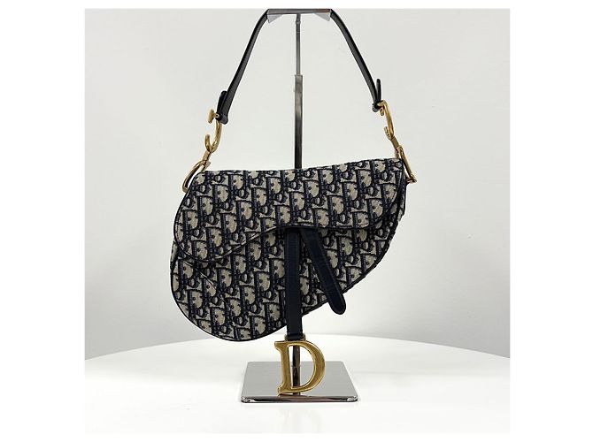 Dior Borsa Saddle Oblique Jacquard Blu - vista 5
