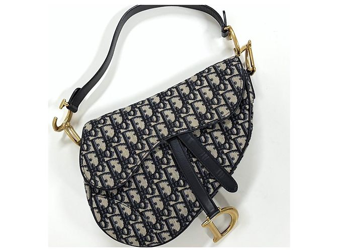 Dior Borsa Saddle Oblique Jacquard Blu - vista 6