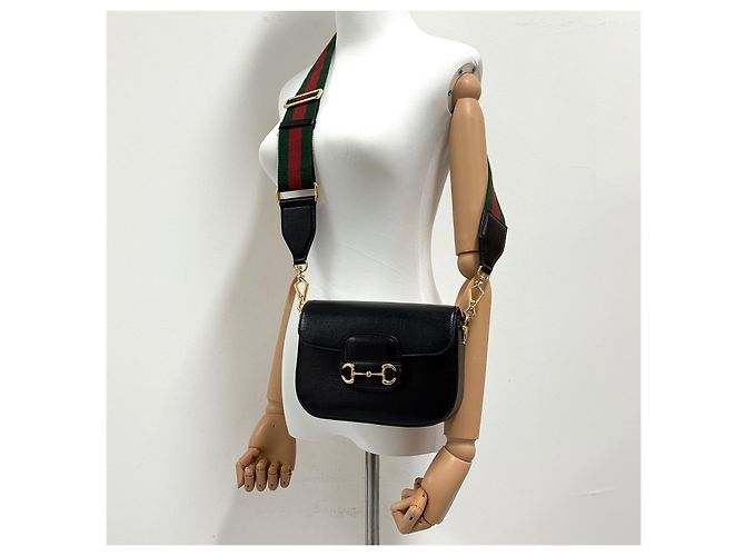 Gucci Borsa a tracolla mini in pelle Horsebit Nera - vista 2