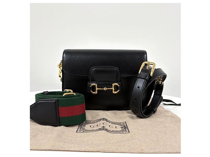 Gucci Borsa a tracolla mini in pelle Horsebit Nera - vista 5