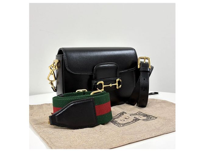 Gucci Borsa a tracolla mini in pelle Horsebit Nera - vista 6