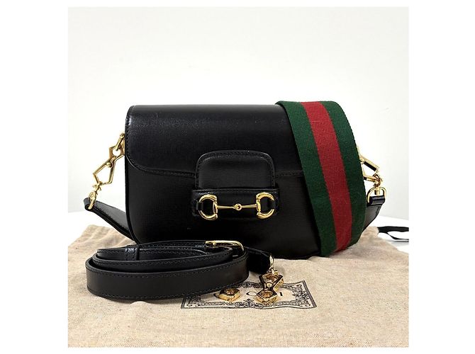 Gucci Borsa a tracolla mini in pelle Horsebit Nera - vista 7
