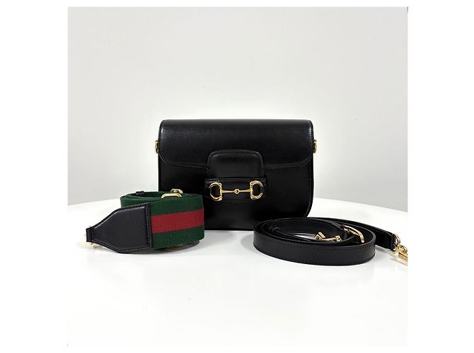 Gucci Borsa a tracolla mini in pelle Horsebit Nera - vista 8