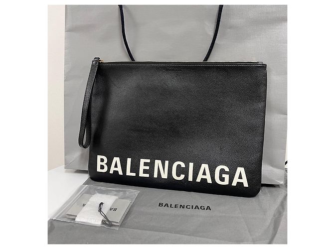 Balenciaga Clutch Bag Logo Large Nera - vista 3