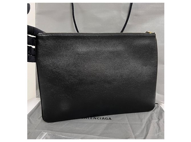Balenciaga Clutch Bag Logo Large Nera - vista 4