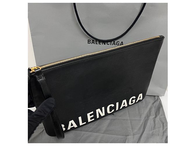 Balenciaga Clutch Bag Logo Large Nera - vista 5