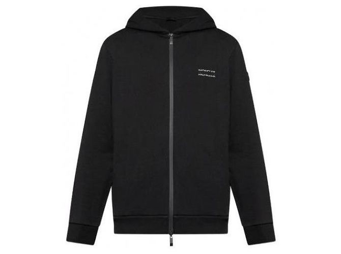 Moncler Felpa con cappuccio e zip in pile di cotone con logo - vista 4