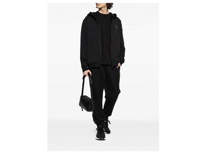 Moncler Felpa con cappuccio e zip in pile di cotone con logo - vista 5