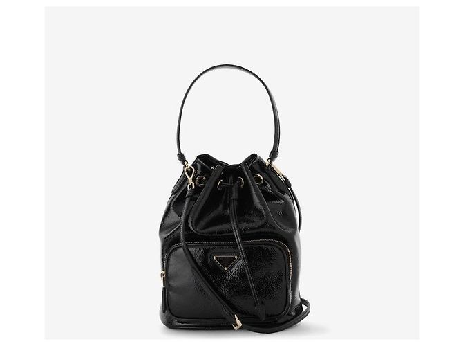 Prada Borsa a secchiello Naflak Patent Triangle Logo Duet - vista 2