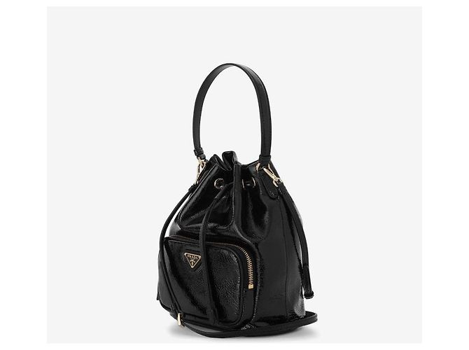 Prada Borsa a secchiello Naflak Patent Triangle Logo Duet - vista 4