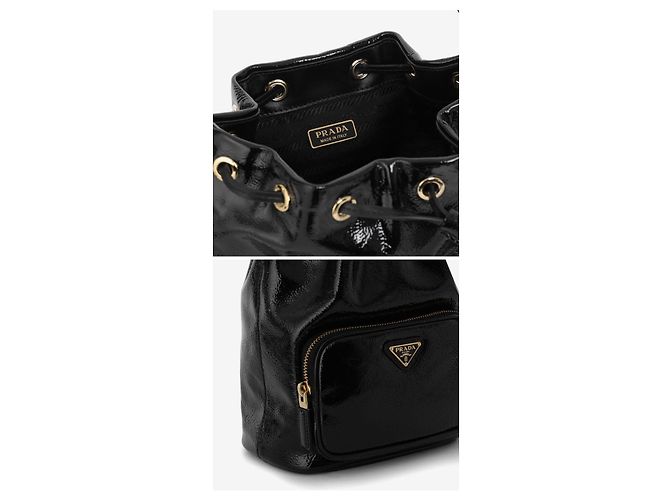 Prada Borsa a secchiello Naflak Patent Triangle Logo Duet - vista 8