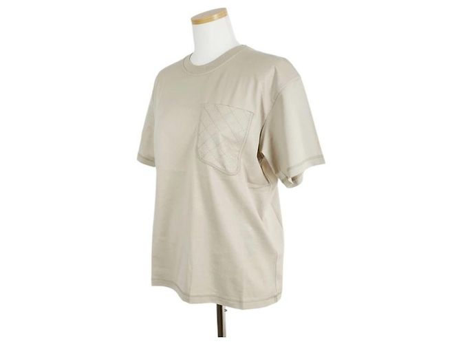 Hermès Maxi T-Shirt mit bestickter Tasche für Damen Kurzarm Beige - Ansicht 7