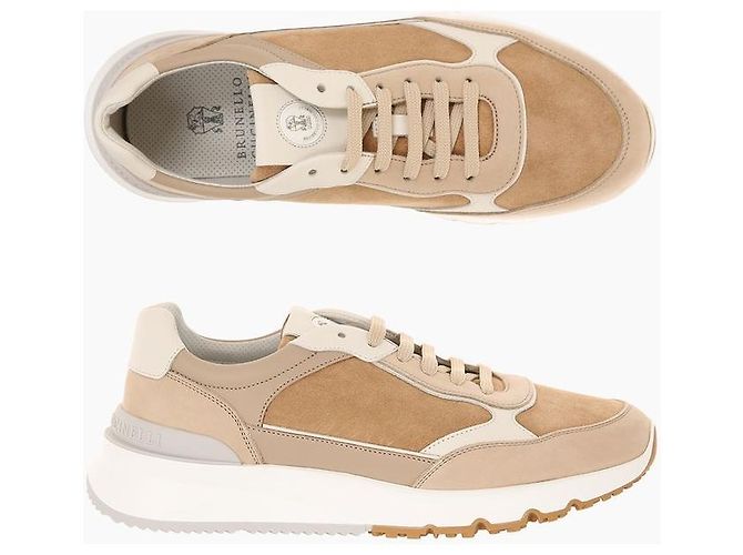 Brunello Cucinelli Sneakers in pelle nubuck e camoscio - vista 2