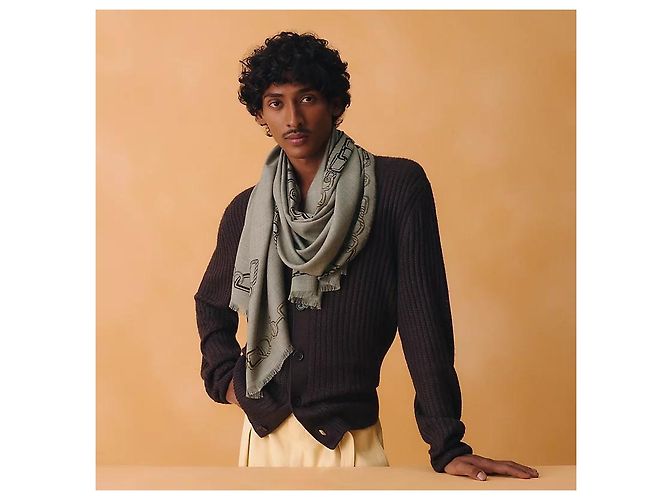Hermès Lenço retangular de cashmere e seda - vista 4