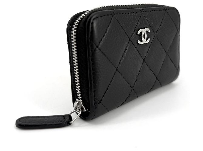 Chanel Caviar Silver Zip Card Holder - view 6