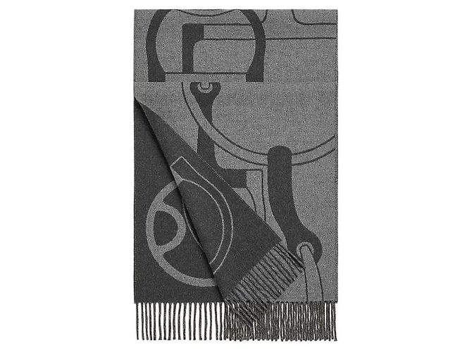 Sciarpa Hermès in cashmere Antracite - vista 3