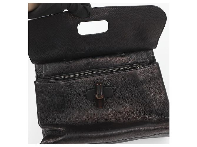 Bamboo Gucci Borsa a tracolla in pelle con chiusura in bambù Nera - vista 12