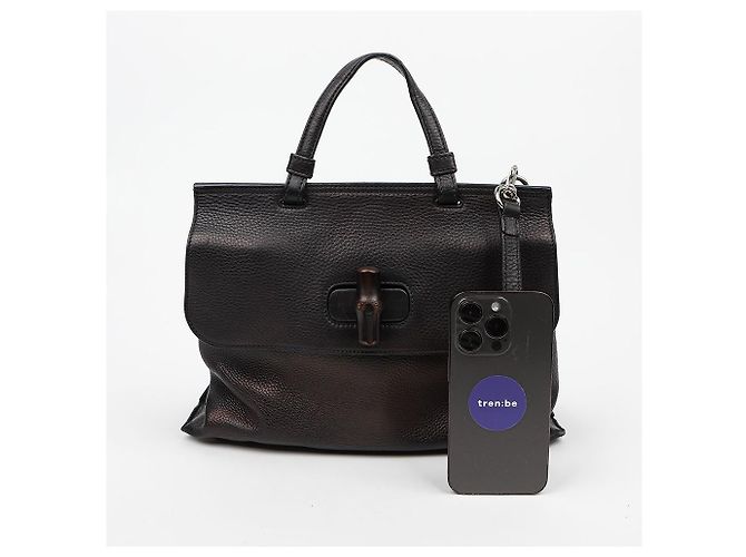 Bamboo Gucci Borsa a tracolla in pelle con chiusura in bambù Nera - vista 14