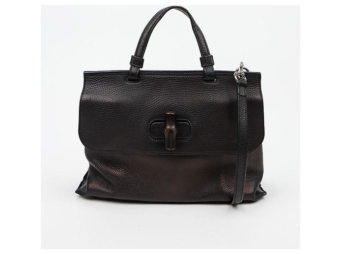 Bamboo Gucci Borsa a tracolla in pelle con chiusura in bambù Nera - vista 2