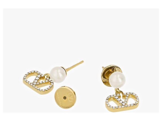 Valentino Orecchini a goccia Garavani Logo Crystal Pearl - vista 5