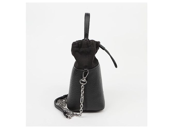 Maison Martin Margiela Picca borsa secchiello in pelle nera - vista 4