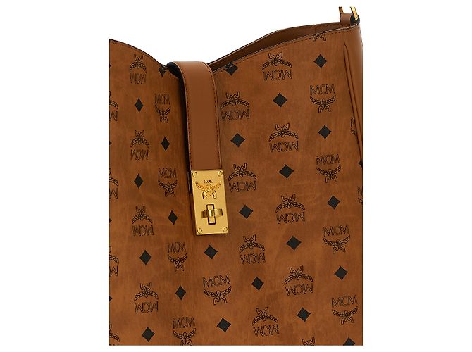 MCM Borsa a tracolla in polietilene marrone - vista 3