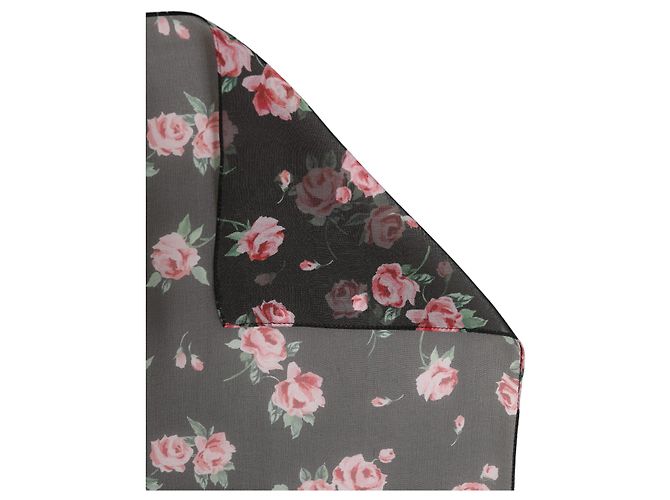 Dolce & Gabbana Stola lunga in chiffon di seta floreale nera - vista 2