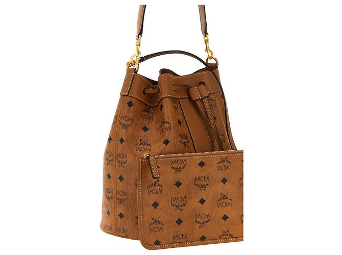 MCM Borsa a tracolla in polietilene marrone - vista 3