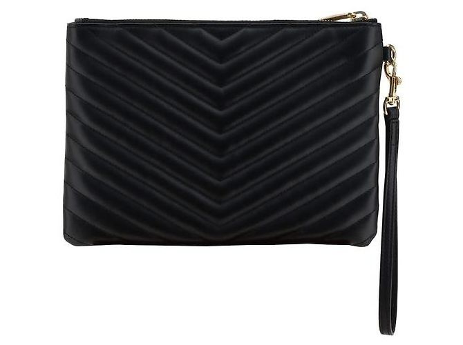 Autre Marque Clutch Bos Taurus in pelle di vitello nera - vista 2