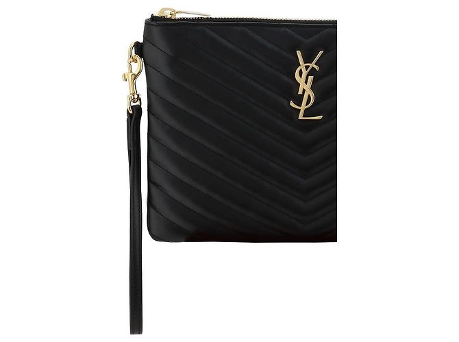 Autre Marque Clutch Bos Taurus in pelle di vitello nera - vista 3