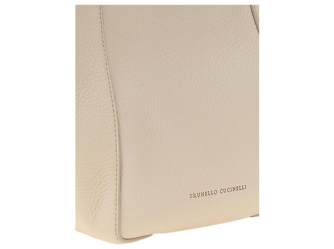 Brunello Cucinelli Borsa in pelle nubuck beige - vista 3