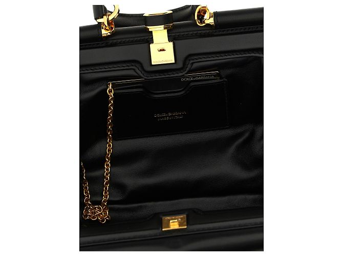 Dolce & Gabbana Borsa a mano in pelle di agnello nera - vista 4