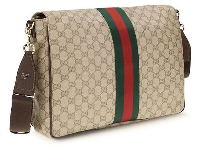 Gucci Borsa a tracolla in tessuto beige - vista 3