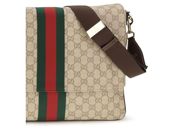 Gucci Borsa a tracolla in tessuto beige - vista 4