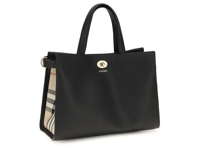 Borsa tote Burberry Cotswolds Check nera - vista 2