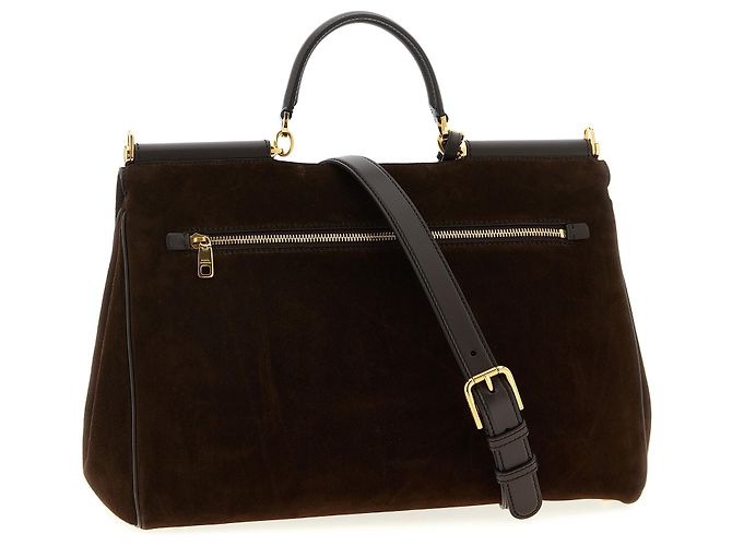 Borsa Dolce & Gabbana My Sicily marrone in suede e pelle - vista 2
