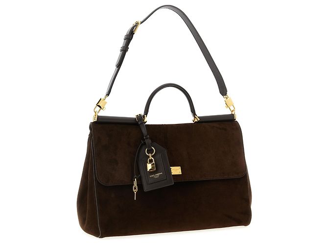 Borsa Dolce & Gabbana My Sicily marrone in suede e pelle - vista 3