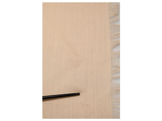 Dolce & Gabbana Stola sciarpa in pizzo da uomo in lana e seta beige con frange - vista 5