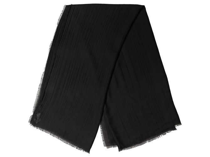 Dolce & Gabbana Sciarpa Stole in Pizzo da Uomo in Lana e Seta Nera con Frange - vista 2