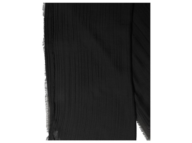 Dolce & Gabbana Sciarpa Stole in Pizzo da Uomo in Lana e Seta Nera con Frange - vista 3