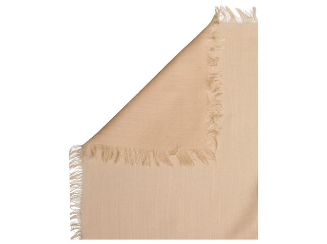 Dolce & Gabbana Sciarpa Stole in Pizzo da Uomo in Lana e Seta Beige con Frange - vista 3