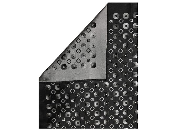 Dolce & Gabbana Black White Patterned Pocket Square Scarf - view 3