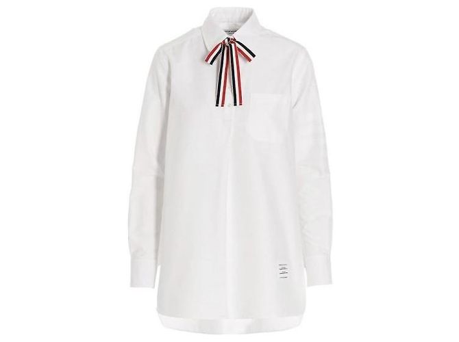 Thom Browne Blusa in cotone Oxford con fiocco - vista 2