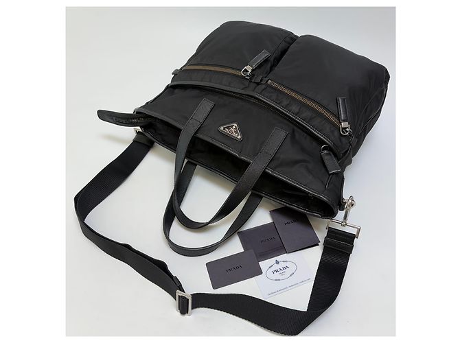 Prada Borsa a spalla Tote Saffiano (Black, Unisex) - vista 12