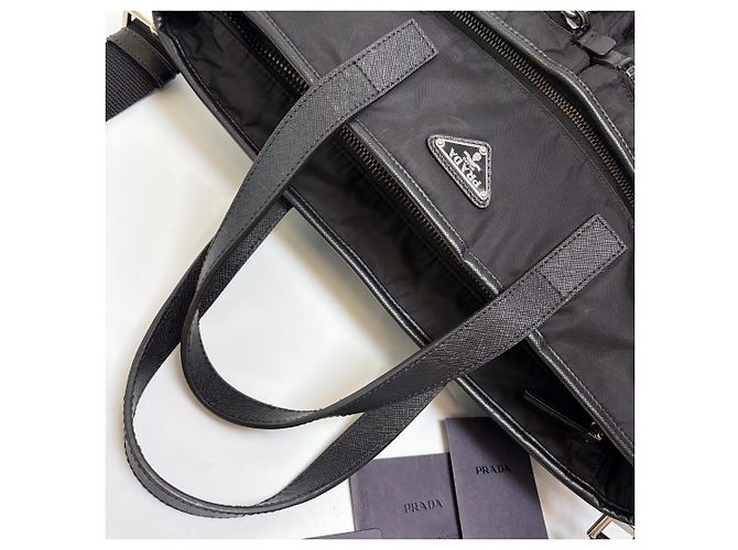 Prada Borsa a spalla Tote Saffiano (Black, Unisex) - vista 13