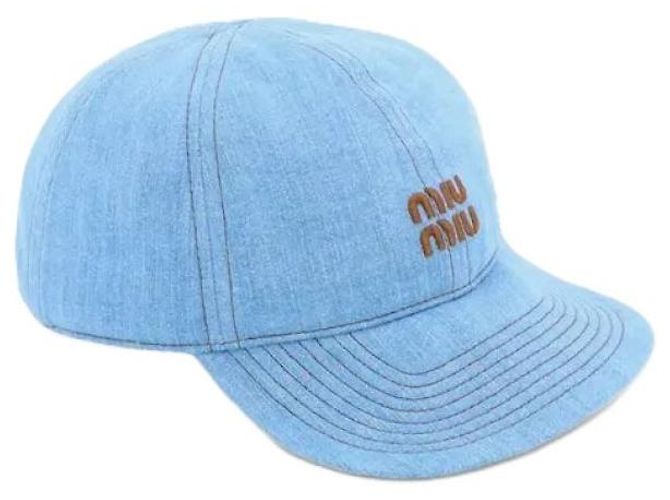 Miu Miu Denim Baseball Cap Blau - Ansicht 3